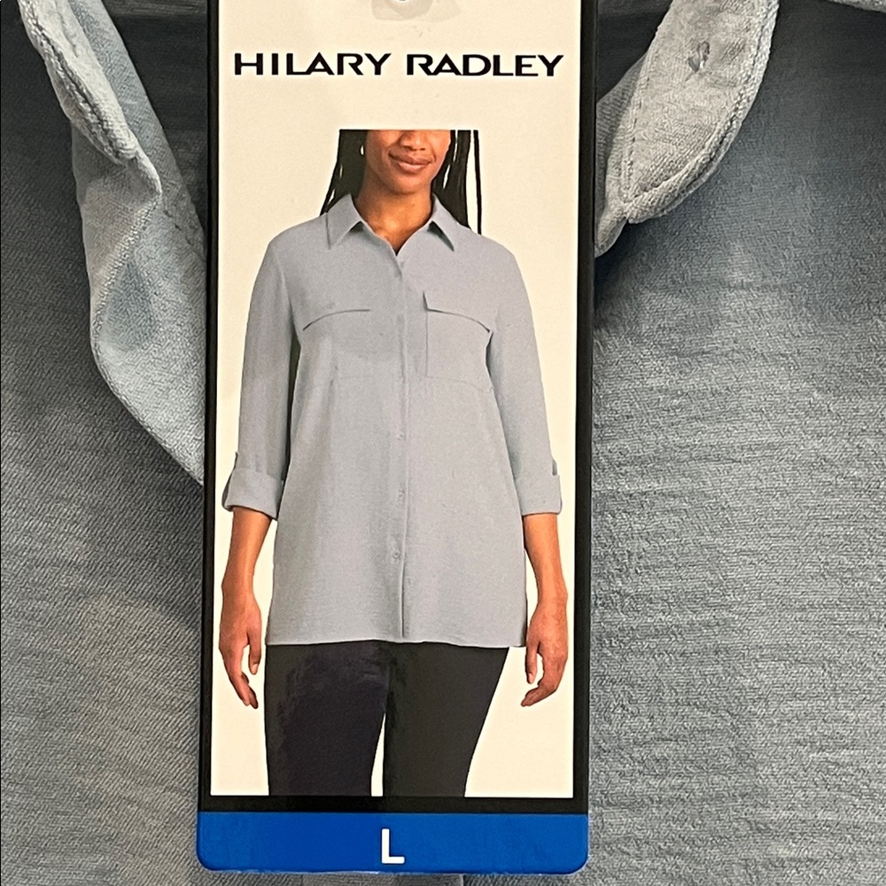 Hilary Radley Women’s Baby Blue Button-Up Shirt